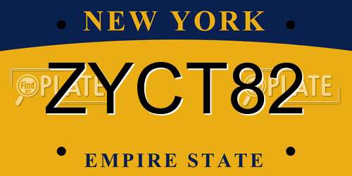 ZYCT82 New York License Plate