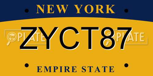 ZYCT87 New York License Plate