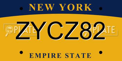 ZYCZ82 New York License Plate