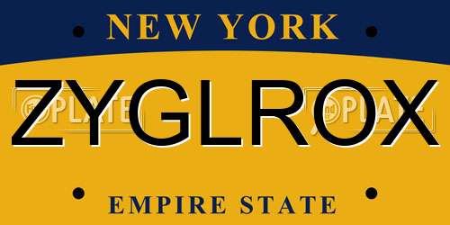 ZYGLROX New York License Plate