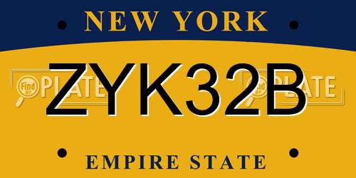 ZYK32B New York License Plate