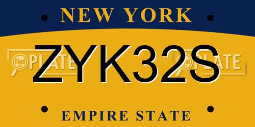 ZYK32S New York License Plate
