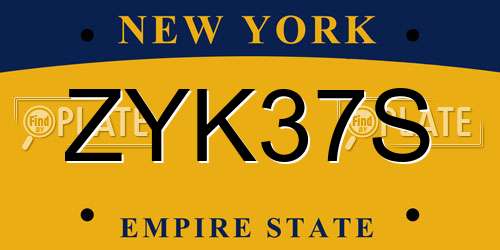 ZYK37S New York License Plate