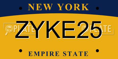 ZYKE25 New York License Plate