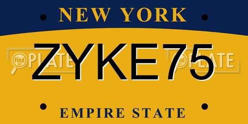 ZYKE75 New York License Plate
