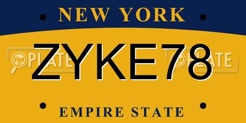 ZYKE78 New York License Plate