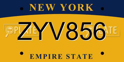 ZYV856 New York License Plate