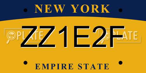 ZZ1E2F New York License Plate