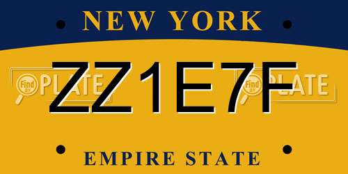 ZZ1E7F New York License Plate