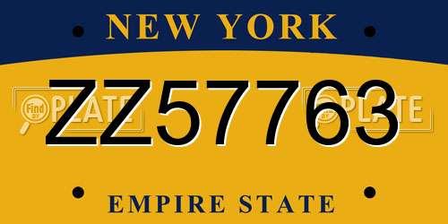 ZZ57763 New York License Plate