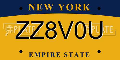 ZZ8V0U New York License Plate