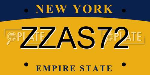 ZZAS72 New York License Plate