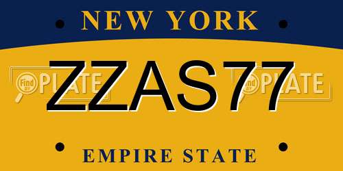 ZZAS77 New York License Plate