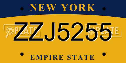 ZZJ5255 New York License Plate