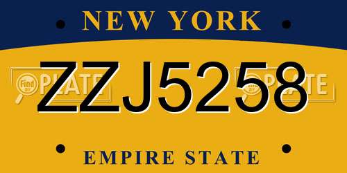 ZZJ5258 New York License Plate