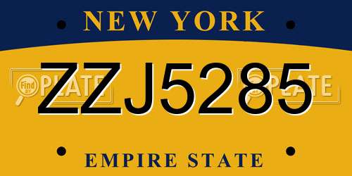 ZZJ5285 New York License Plate