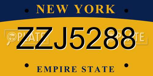 ZZJ5288 New York License Plate