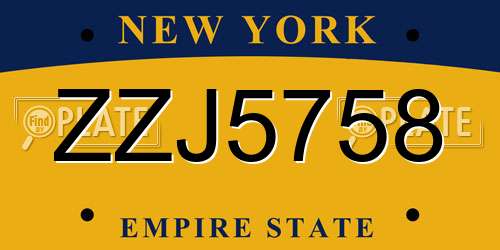 ZZJ5758 New York License Plate