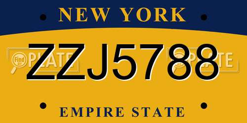 ZZJ5788 New York License Plate