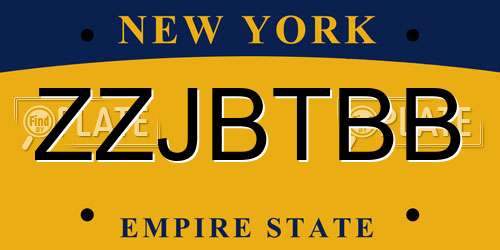 ZZJBTBB New York License Plate