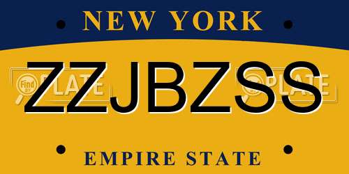 ZZJBZSS New York License Plate