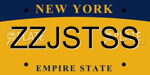 ZZJSTSS New York License Plate