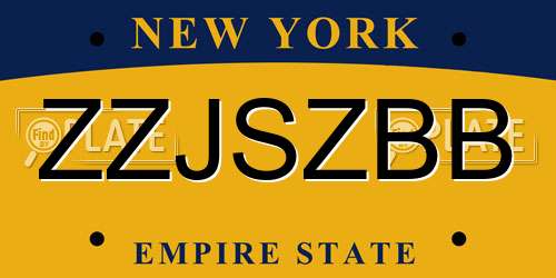 ZZJSZBB New York License Plate
