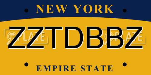 ZZTDBBZ New York License Plate