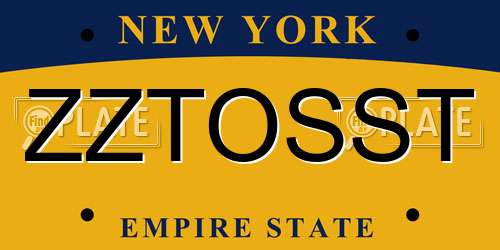 ZZTOSST New York License Plate