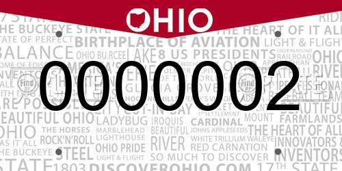0000002 Ohio License Plate
