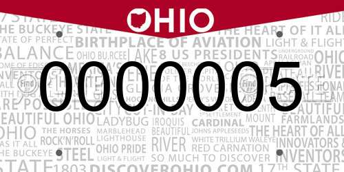 0000005 Ohio License Plate