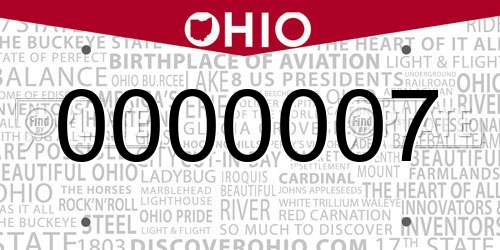 0000007 Ohio License Plate