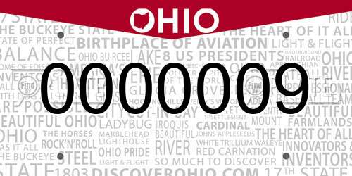 0000009 Ohio License Plate