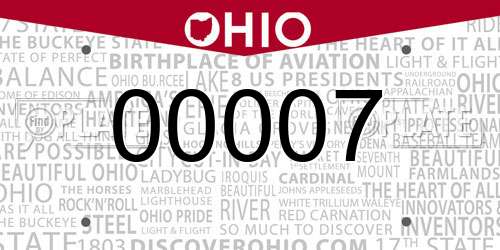 00007 Ohio License Plate