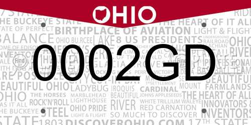 0002GD Ohio License Plate
