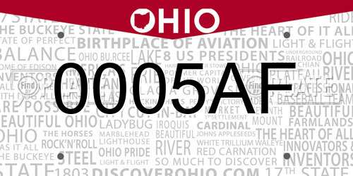 0005AF Ohio License Plate