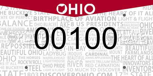 00100 Ohio License Plate
