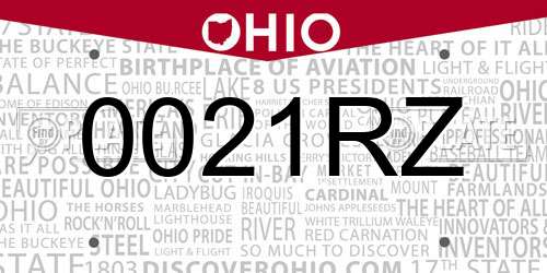 0021RZ Ohio License Plate
