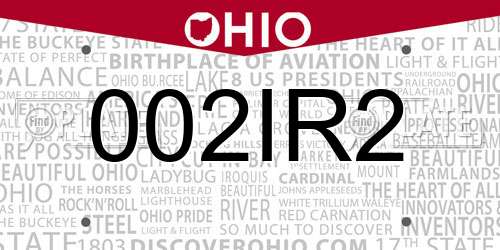 002IR2 Ohio License Plate