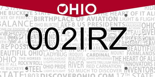 002IRZ Ohio License Plate