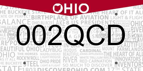002QCD Ohio License Plate