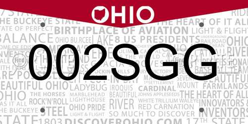 002SGG Ohio License Plate