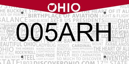 005ARH Ohio License Plate