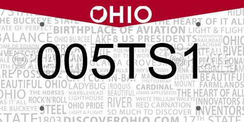 005TS1 Ohio License Plate