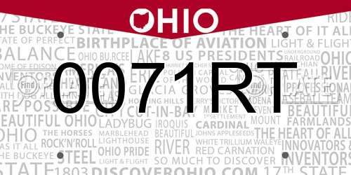 0071RT Ohio License Plate