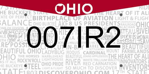007IR2 Ohio License Plate