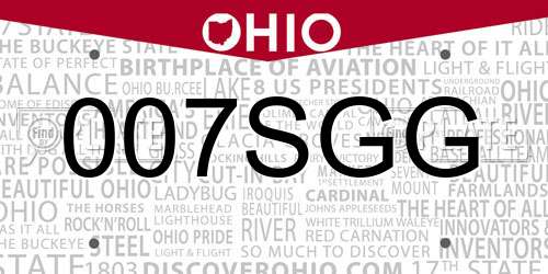 007SGG Ohio License Plate