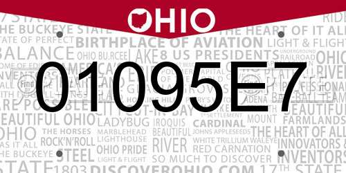 01095E7 Ohio License Plate