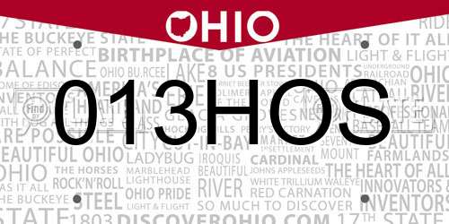 013HOS Ohio License Plate