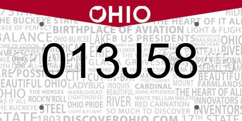 013J58 Ohio License Plate